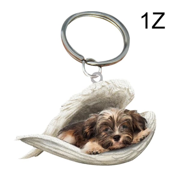 Riippuva koriste avaimenperä Söpö nukkuva enkeli koiran siipi riipus koiran lahja Ca Havanese