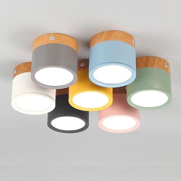 Led Loft Downlight Dæmpbar 7w 9w Overflademonteret loftslampe Træ Moderne Lys Spotlight Soveværelse Stue Homekit Bbulb Yellow 12W warm light