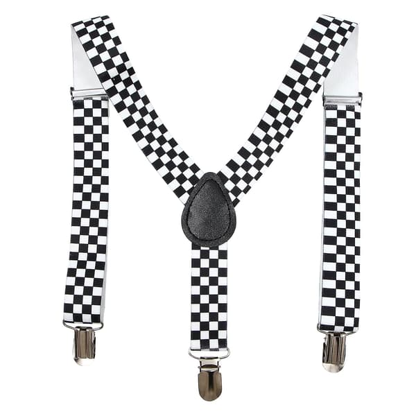 Ternet Clip-on Seler Elastisk Y-ryg Suspender (sort+hvid)