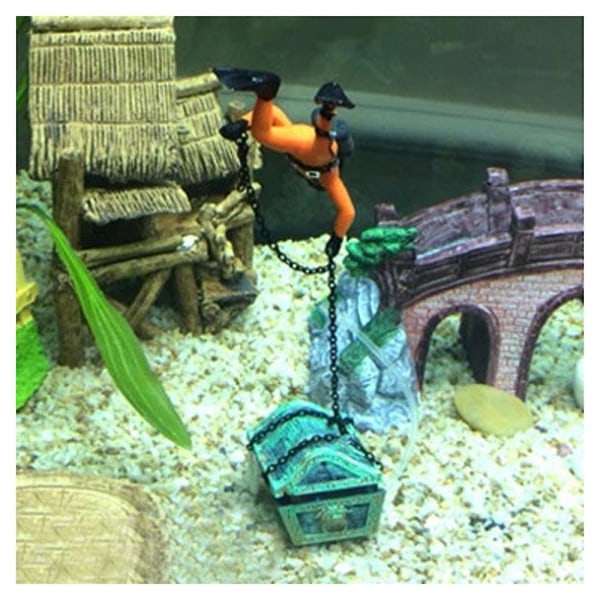 Treasure Diver Dekoration Til Aquarium Fish Tank Orange