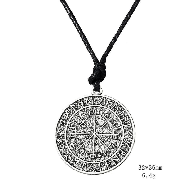 Guidepost Kompass Talisman Viking Protection Elder Futhark Anheng Halskjede Silver