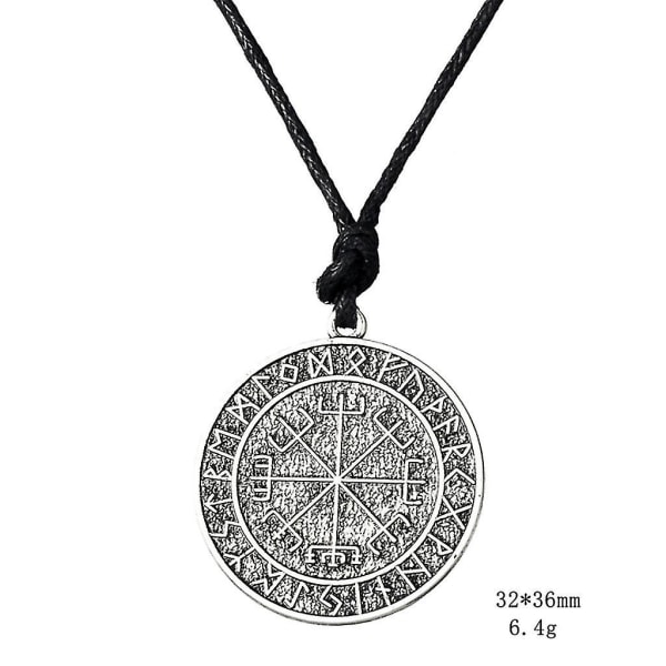 Guidepost Kompass Talisman Viking Protection Elder Futhark Hängsmycke Silver