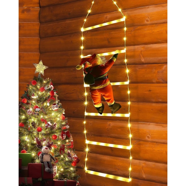Led julbelysning - Juldekoration stegbelysning med tomte för inomhus utomhus, fönster, trädgård, hem, vägg, julgransdekorationer (2,5 F