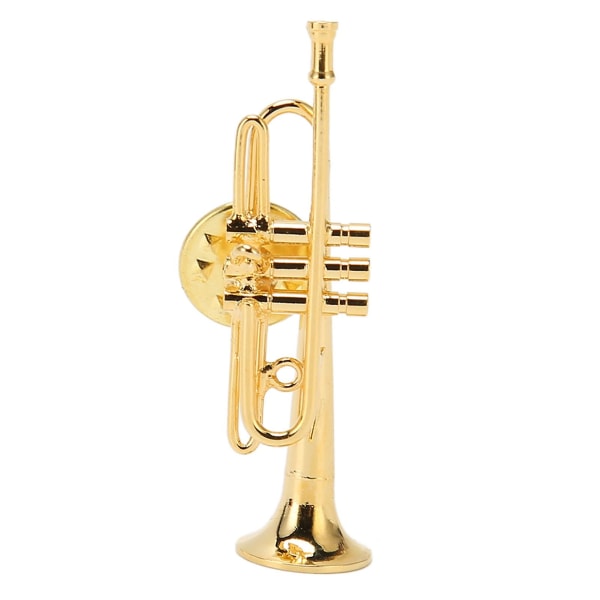 Guld miniatyr trumpetformad kavajslagsbroschnål Mässing Utsökt minimusikinstrumentbrosch med förvaringslåda