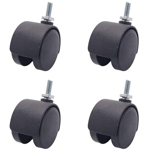 6mm Gevindstang 40mm Dobbelthjul Drejeligt Hjul Sort