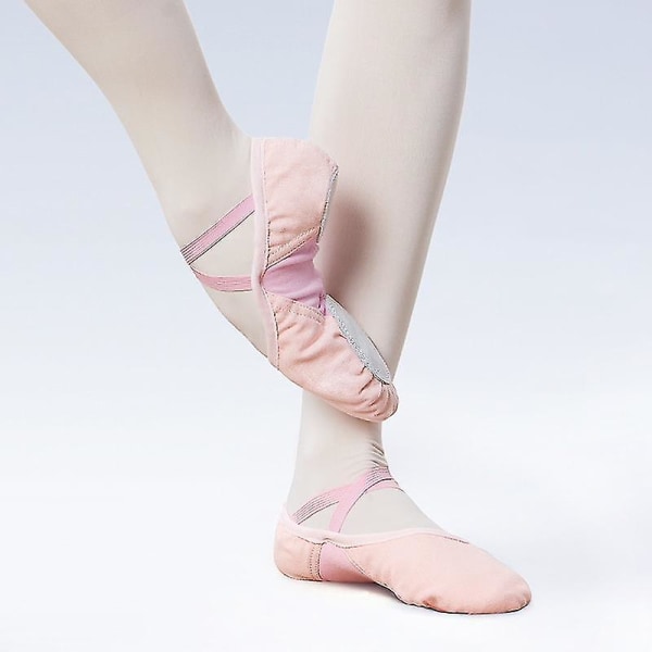 Naisten Tyttöjen Balettikengät Pehmeät Kaksipohjaiset Ammattimaiset Balerinatanssikengät Stretch Kangas Splice Balettitossut Pink 24