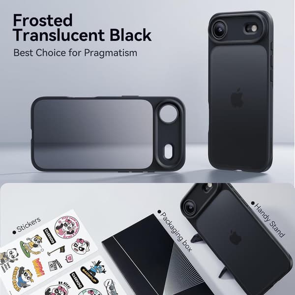 Compatible iPhone 17 Air Case Matte Finish Protective Phone Cover Anti-Fingerprint Thin Slim Hard Case - Black