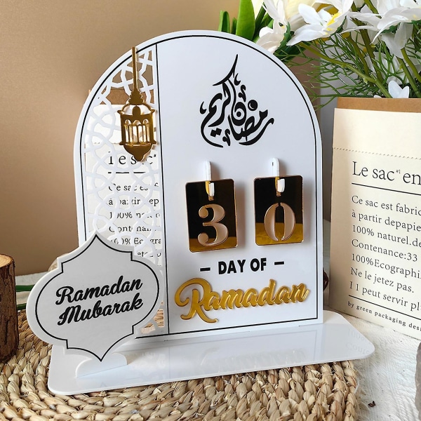 Akryl Ramadan Nedräkning Kalender Gåvor Dag av Ramadan Kalender med bas White