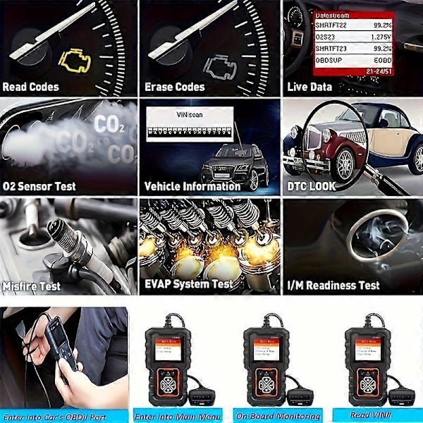 \"Bilkode Læser Køretøjets Check Engine Lys Med OBD2 Scanner (Ingen Trådløs Version)\"