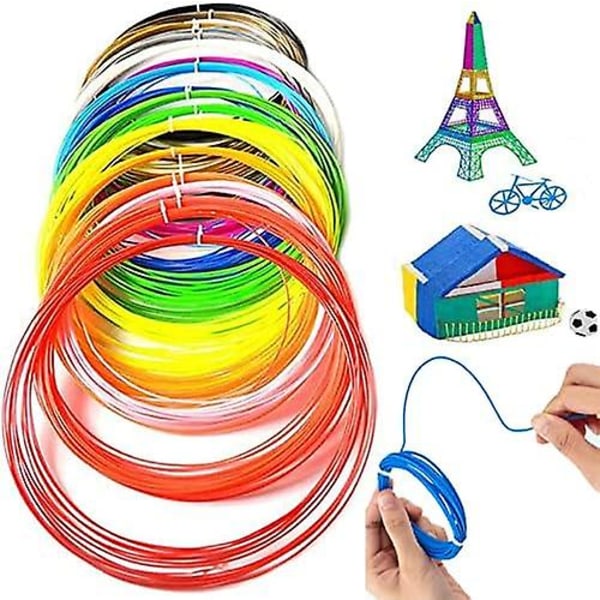 3D-penna Filament PLA, 20 färger 1,75 mm 5 m per färg Totalt 100 m Filament 1,75 3D-utskrift Penna Filament PLA 3D-skrivare Filament för 3D-penna Filament 1,75 m