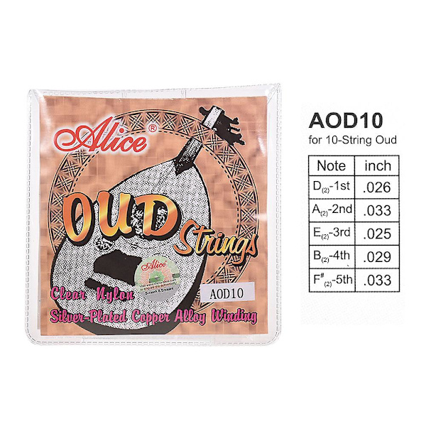 Alice Aod12 12-kielinen Oud-kielisetti (g-d-a-e-b-f) Nylonydin Hopeapinnoitettu Kupariseos Kierretty Soitinlisätarvikkeet