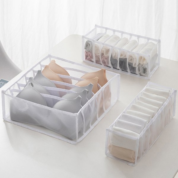 Undertøy BH Oppbevaring Organizer Box Sokker Slips White 11 grid
