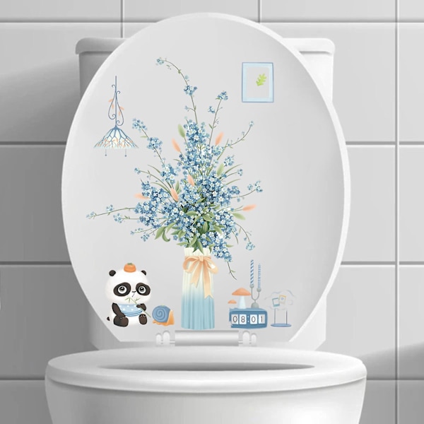 Vahva WC-tarra Kukka Panda -kuvio Seinätarra Vedenpitävä Tarra Kylpyhuoneen Sisustukseen