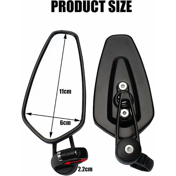 Motorcykelstyr Spejle Motorcykelspejle kompatible XJ6 MT01 MT03 MT07 MT09 (Sort)