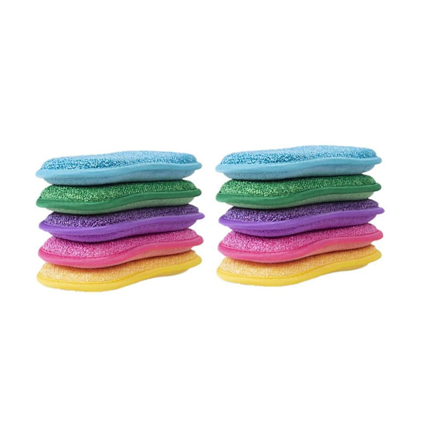 10 kpl hankaussientä astioille naarmuuntumaton mikrokuitusieni tarttumaton kattilan puhdistussieniharja Ki random colors