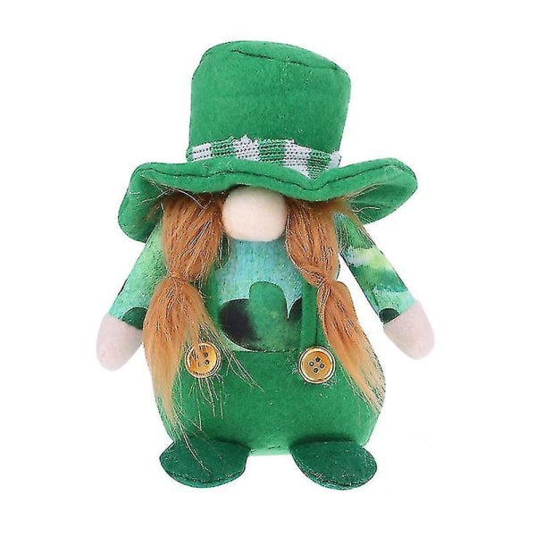 1 Stk St. Patrick's Day Green Hat Clover Gnome Doll Pynt Festdekorasjon