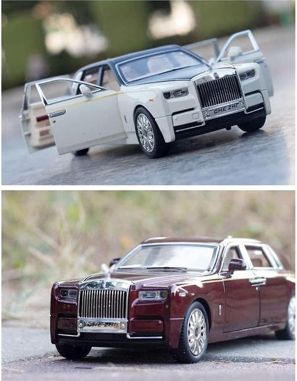 1/24 Skala Simulation Rolls-royce Phantom Bilmodel Med Lyd- og Lysfunktion, Træk Tilbage Bil Legetøjsdekoration Til Børn Og Voksne