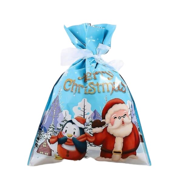 10x Julväskor Återanvändbara Stora Julklappspåsar med Dragsko Blå 24*32cm