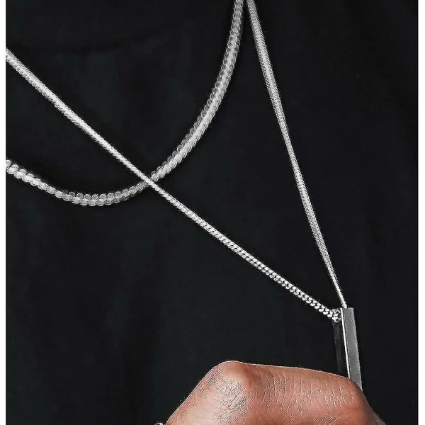 Men Bar Hänge Halsband Rostfritt stål Box Kedja Hänge Halsband För Män Smycken