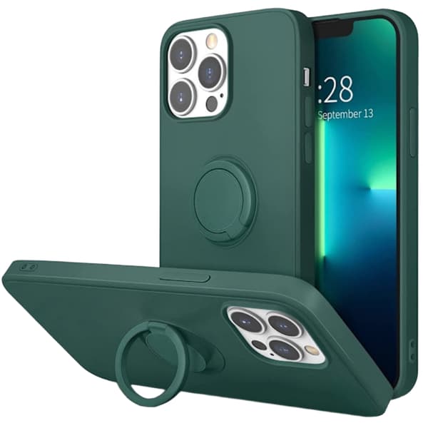iPhone 12/12 Pro - Silikonskal med Magnetisk Ringhållare Välj Färg Blå