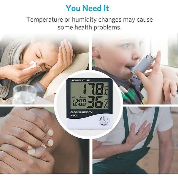 2-pack LCD Digital Hygrometer Termometer Temperatur Luftfuktighetsmätare Inomhusklocka -50c~+7