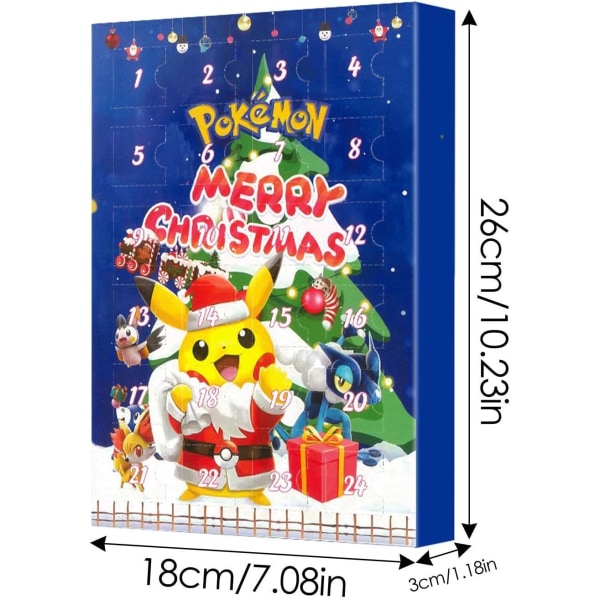 Pokemon2024 juladventskalender for barn, (opgraderet version) 24 presentbitar - slumpmässig stil (blindbox), adventskalender for barn Blue C