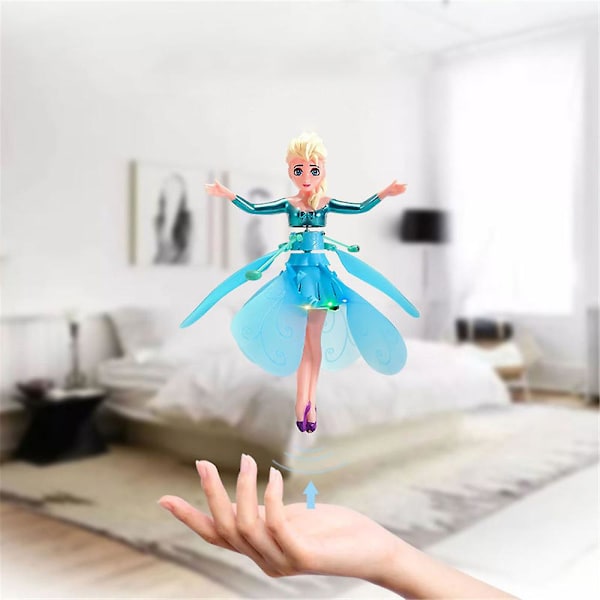 LED Magisk Flygande Fé Prinsessa Docka Fjärrkontroll Flygande Leksak USB-laddning För Barn Presenter Ice Queen