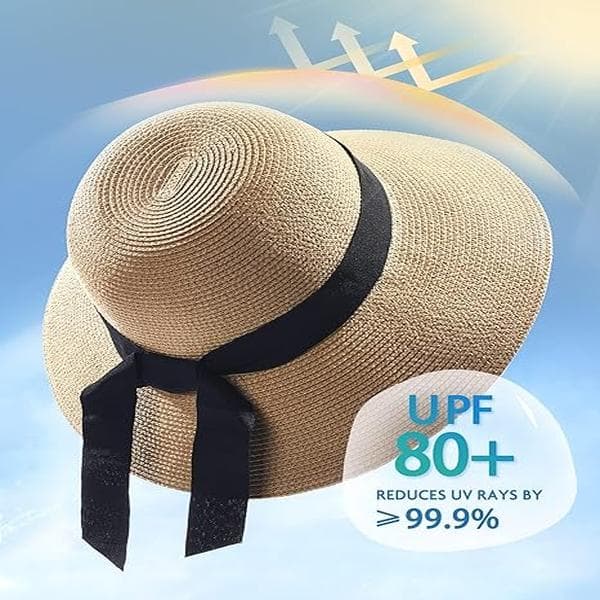 Dame Strand Solhat Halmhat Floppy UPF80+ Rejse Foldbar Skygge Sommer UV-Hat