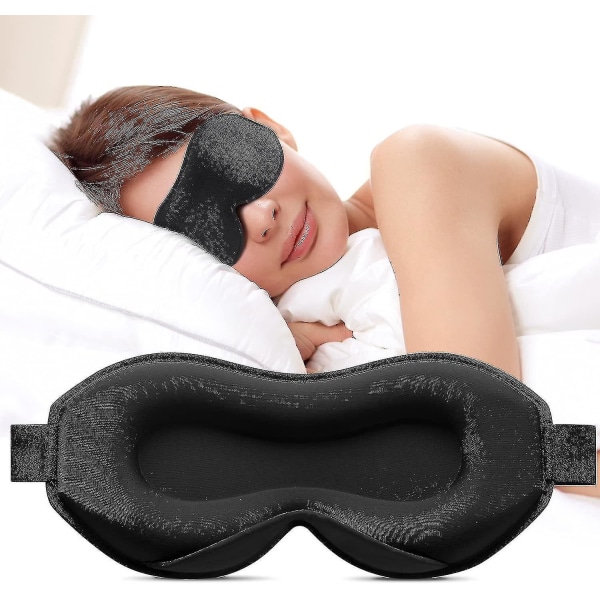 Søvnmaske for kvinner og menn,3d-øye-søvnmaske for sidesviller,100% silkeblackout øyemaske øyedeksel for å sove med justerbart bånd for yogatrav