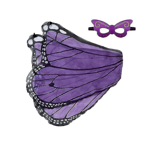 Fjärilsvingar för barn med mask för flickor utklädning gQG Purple