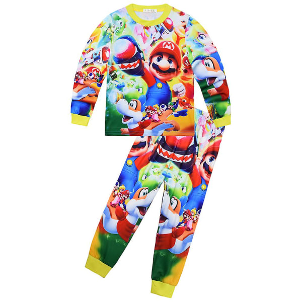 4-9 år børn Super Mario Bros Pyjamassæt Pjs Nattøj Pyjamas Outfits Gaver D 4-5Years