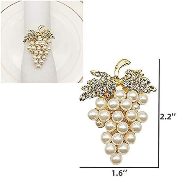 Gold Grapes Servettringar Set med 6, gnistrande imiterade diamantservettringar, Legering Servettring Hållare Med Insats För Jul Bröllop Bankett Restau