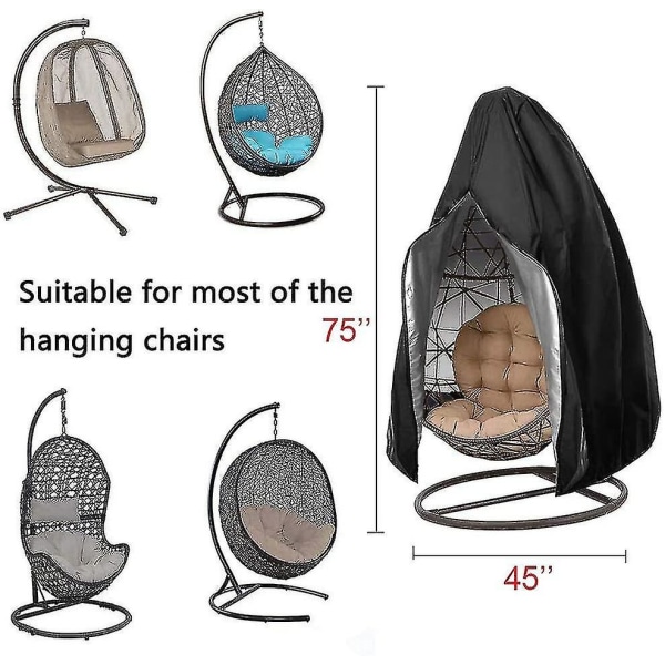 Patio Egg Stoltrekk med glidelås, Slitesterk Large Wicker Egg Swing Stoltrekk, Vanntett Heavy Duty Værbestandig Utendørs Stoltrekk, Vindtett