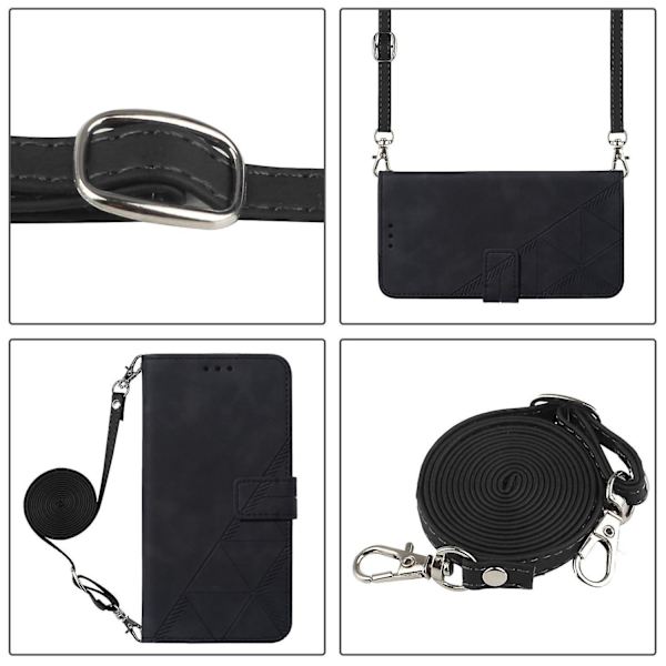 Til Nokia C31 4G Linjer Læder Business Telefon Cover Anti-drop Wallet Stand Flip Case Black