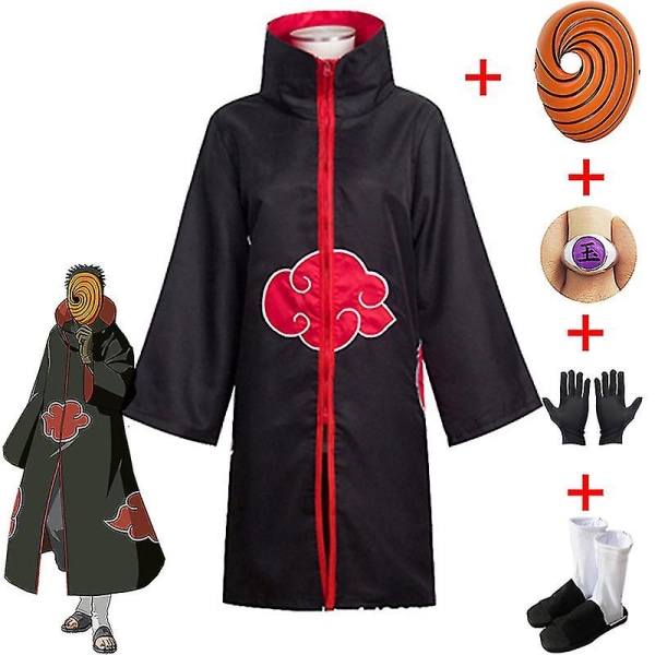 2023-tobi Cosplay-asu pojille Obito Mask Carnival Halloween -asu lapsille Aikuinen Sopii 135cm-185cm pituudelle 1 L