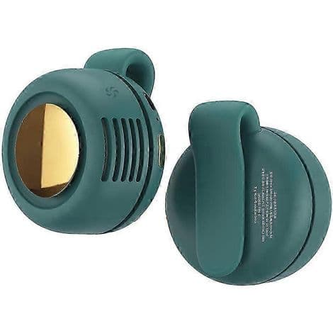 Bærbar USB genopladelig ventilator, mini clip-on ventilator til nakke/talje, grøn