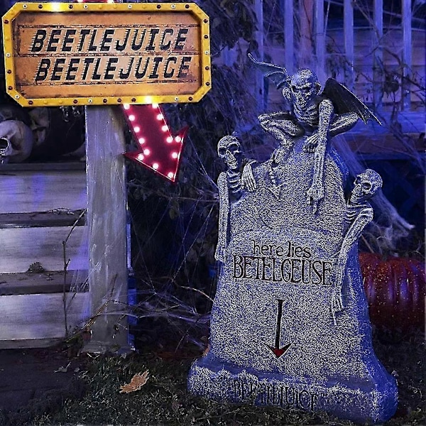 Beetlejuice LED Her Ligger Beetlejuice Gravsted Halloween Dekoration Officielt