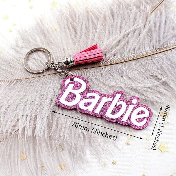 Barbie- phone case hihna vaaleanpunainen tytöille, itse tehty sarjakuvahihna, käsintehty avainlaukku, ranneriipus, lelutarvikkeet, lahja naisille Keychain A