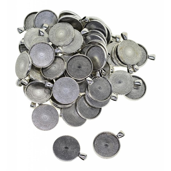 50 st tom rund ramsbricka bas för cabochon hänge tibetanskt silver 30 mm