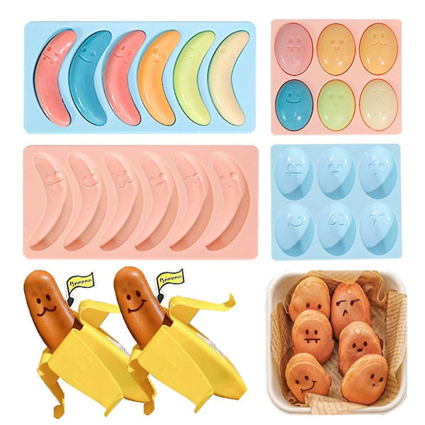 6 hulrumsæg Bananformet form 3D non-stick frugtbageform