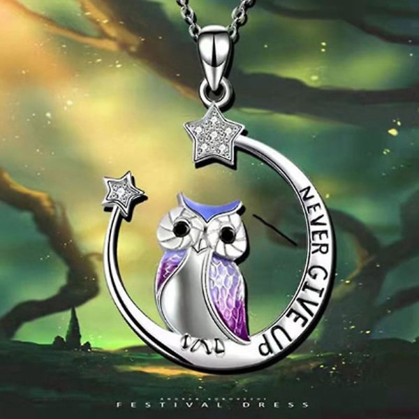 Lady Owl vedhæng halskæde Moon Star smykker gave