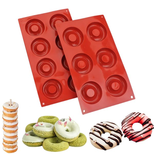 Donutform Non-Stick Fleksibel Silikone Kageform 6/8 Gitre Design Bageform til Hjemmekøkken Bageri M