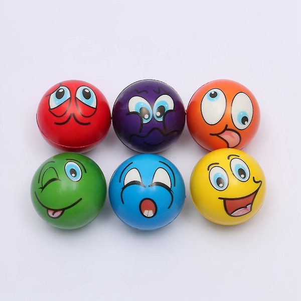 12 stk 6,3 cm blødt PU-skumsvamp udtryk Grimase Smil Ansigt Klembold Anti Stress Relief Ball-AK