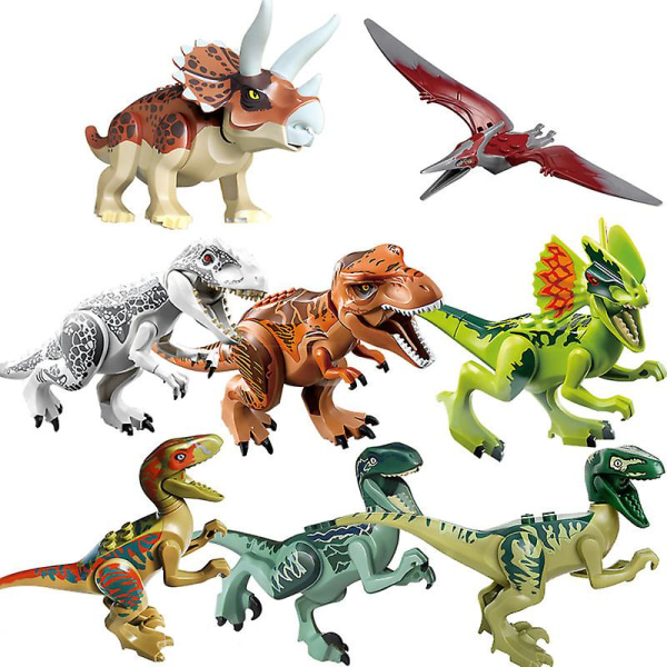 8x Jurassic World Dinosaurs T-rax Figurer Byggeleker Klosser Beste barnegave