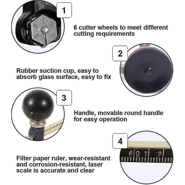 2023-cirkulær glasskærer med sugekopskæreværktøj, diamantskærercirkeldiameter 400 mm til hobbyister Professionelle glasskærere