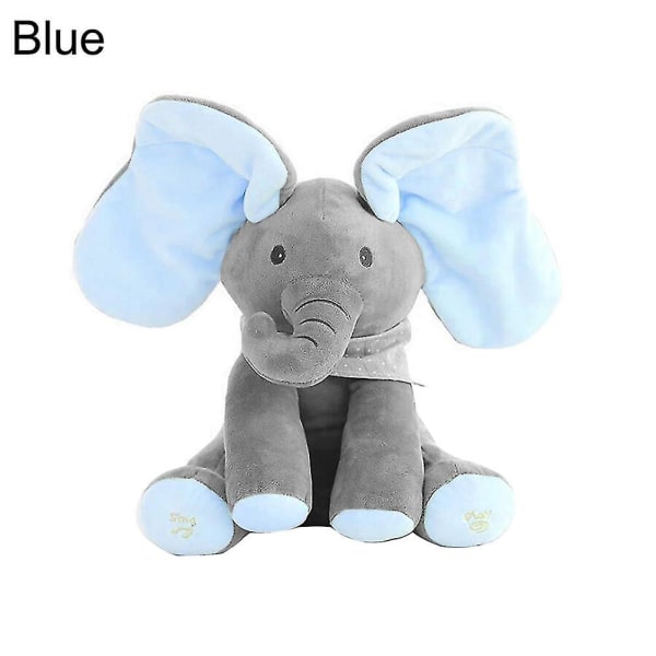 30 cm Flappy Ears Elephant Peek-a-boo Interactive Sing Play Plyschleksak Djurdocka (Färg: Blå)