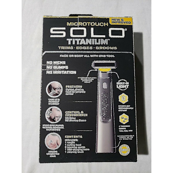 Micro Touch Solo Titanium Ansikts- / Helkroppsrakare Trimmer Kanter Stylar