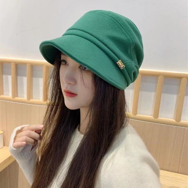 2023 New Women Newsboy Cabbie Baret Cap Plys og tyk Casual Hat Vinter Baret Kvinder Maler Kasketter Efterår Fritid Hat white