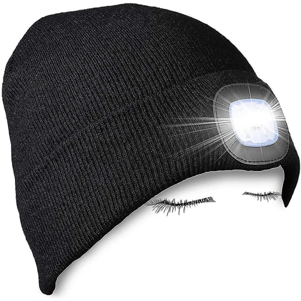 Led Beanie Hatt, USB Uppladdningsbar handsfree cap, unisex vinter