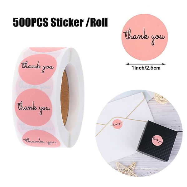 500 stk Tak-klistermærker 1 tommer lyserøde klistermærker til etiketter Festival Supplies